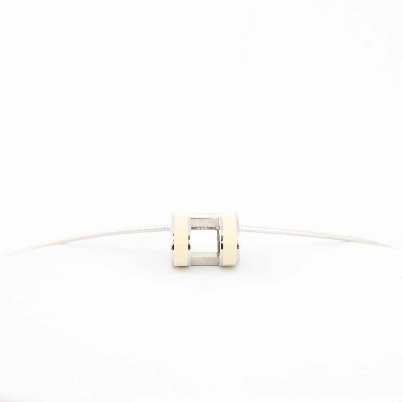 Hermès Hermes Pop H Necklace Metal × 925 in Ecru x Silver Divers
