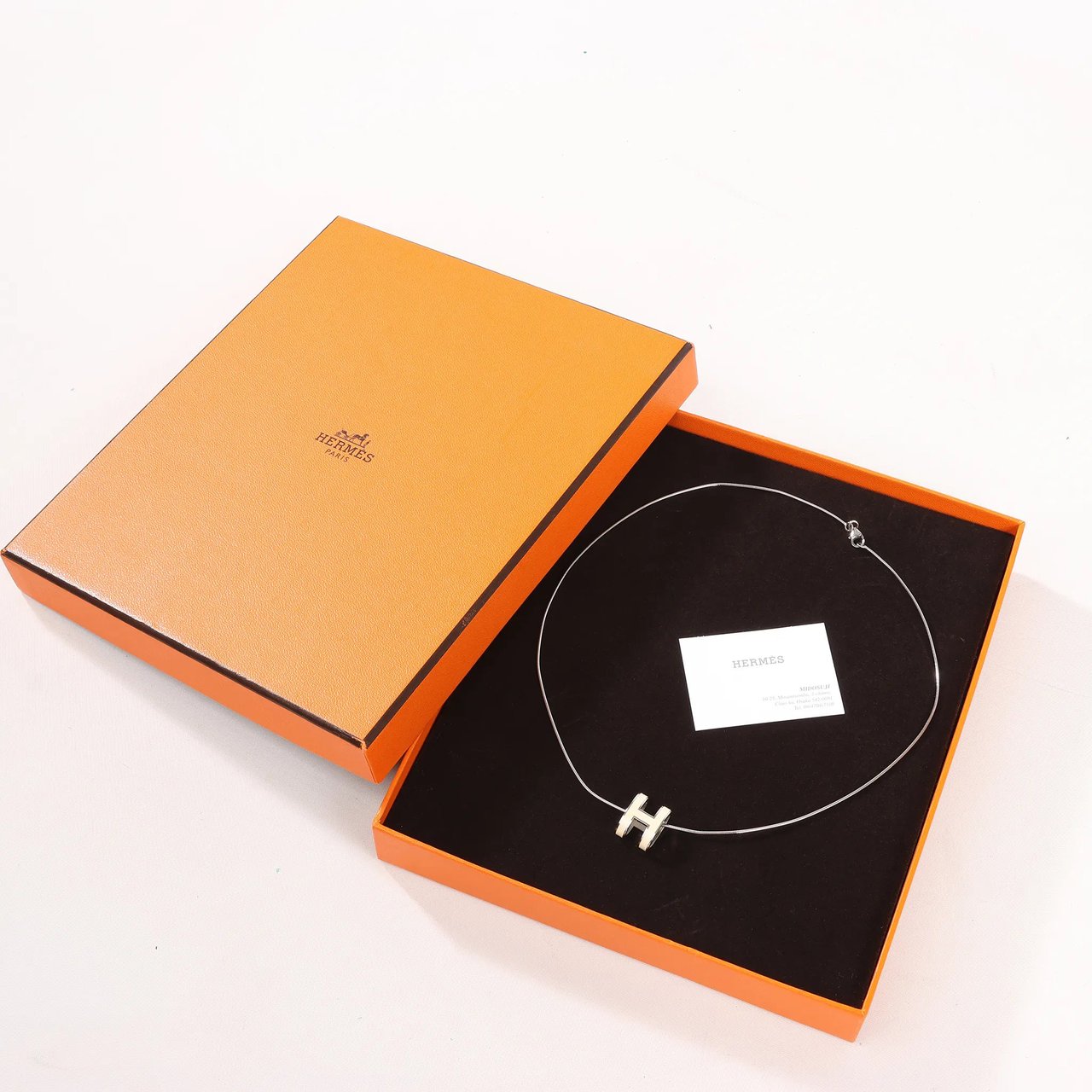 Hermès Hermes Pop H Necklace Metal × 925 in Ecru x Silver Divers