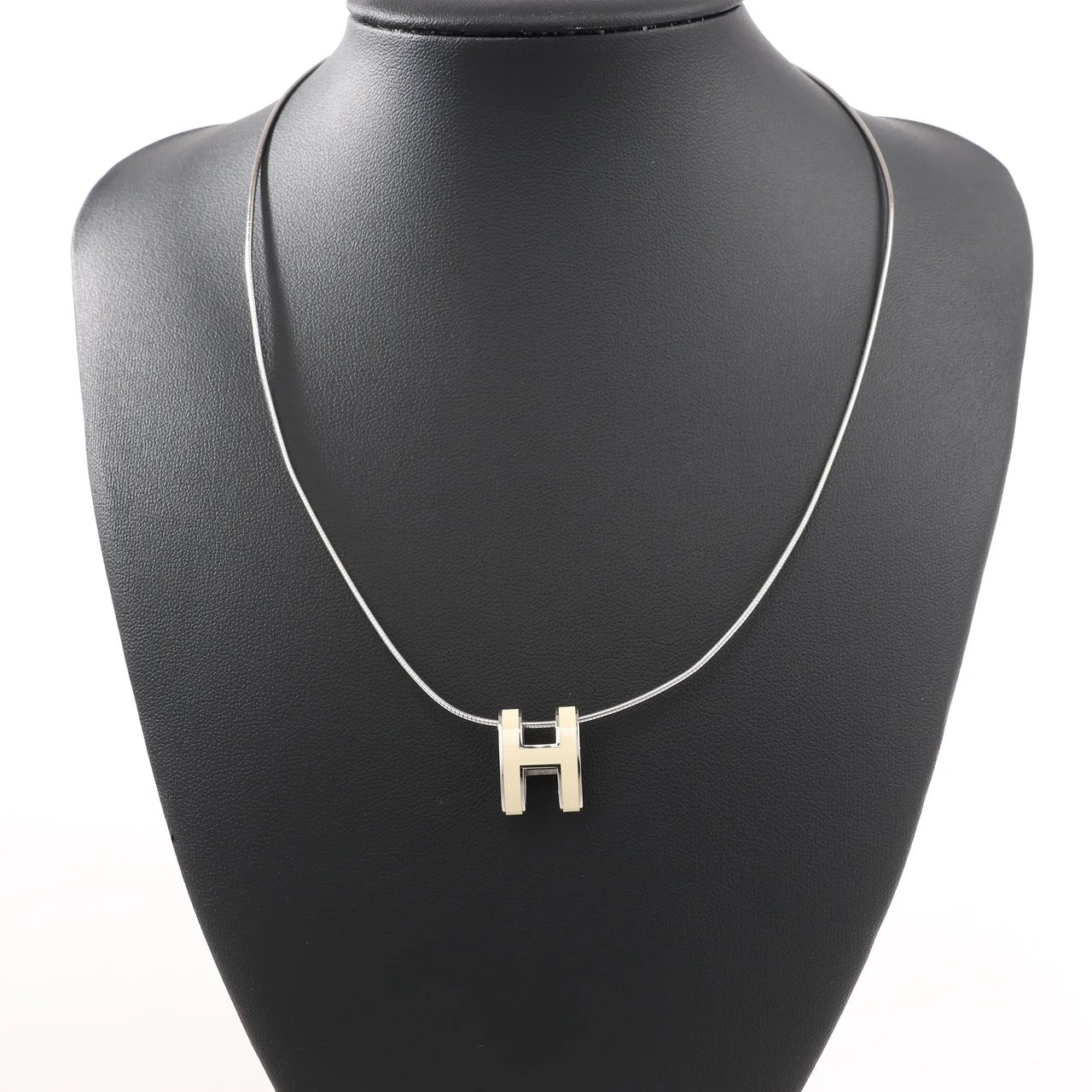 Hermès Hermes Pop H Necklace Metal × 925 in Ecru x Silver Divers