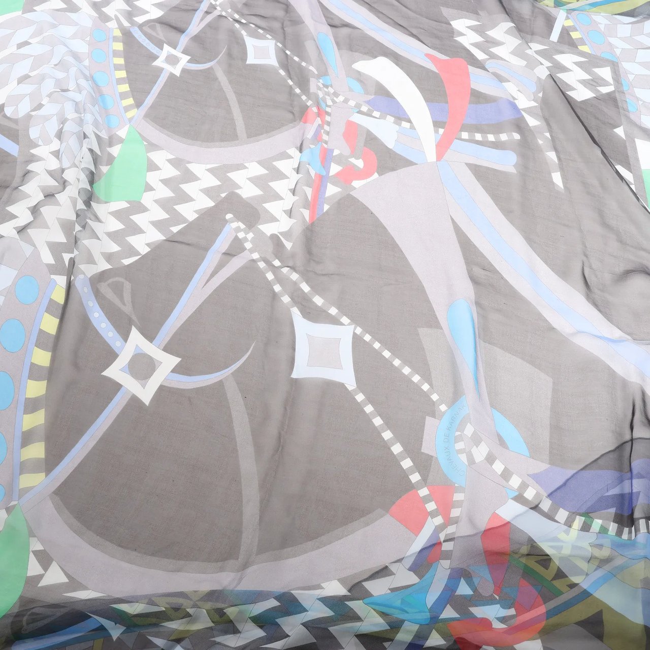 Hermès Hermès Carré 140 "CHEVAUX DE KARNAK" Silk handkerchief in Gray Divers