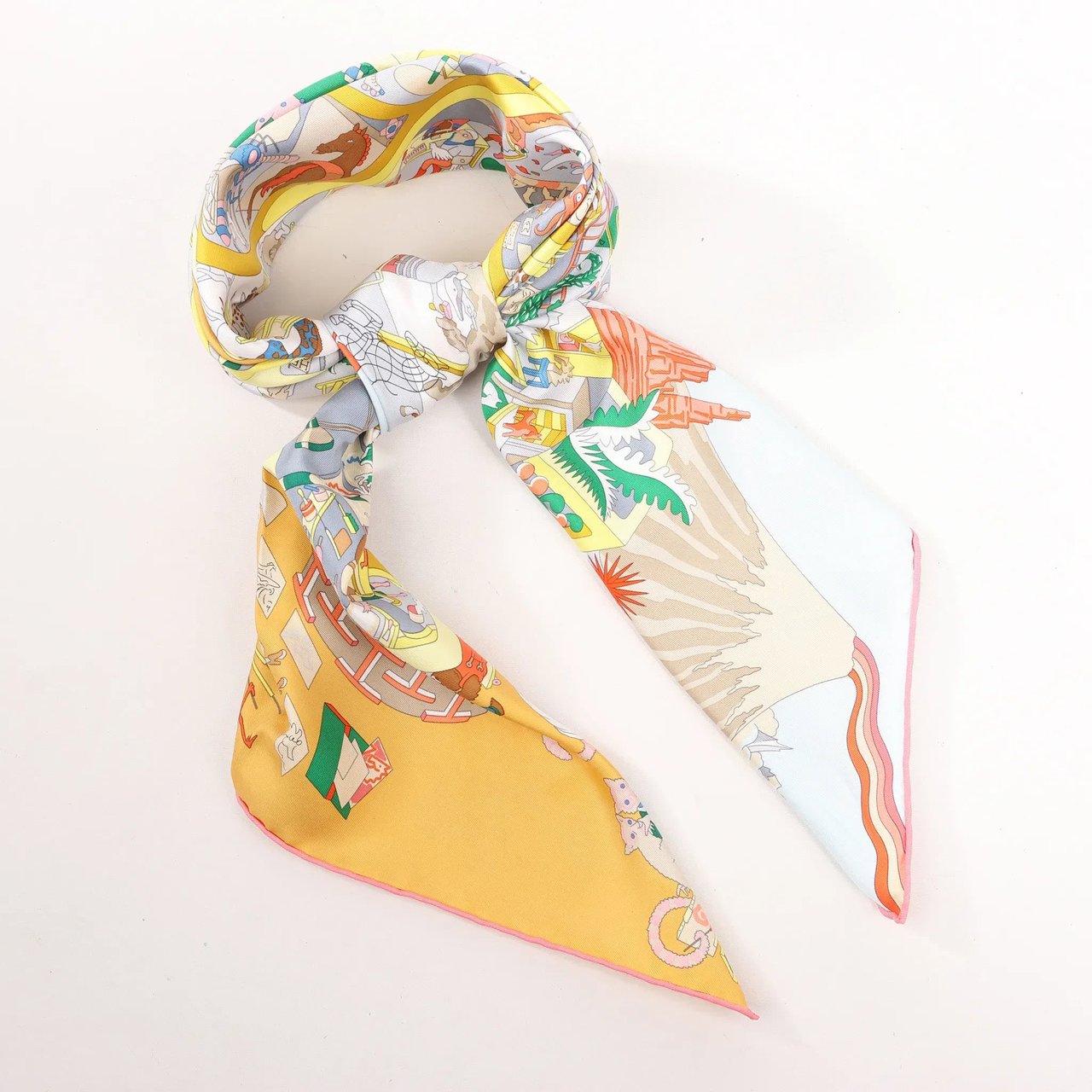 Hermès Hermès Carré 90 "Academia Ipica" Silk handkerchief in Orange Divers