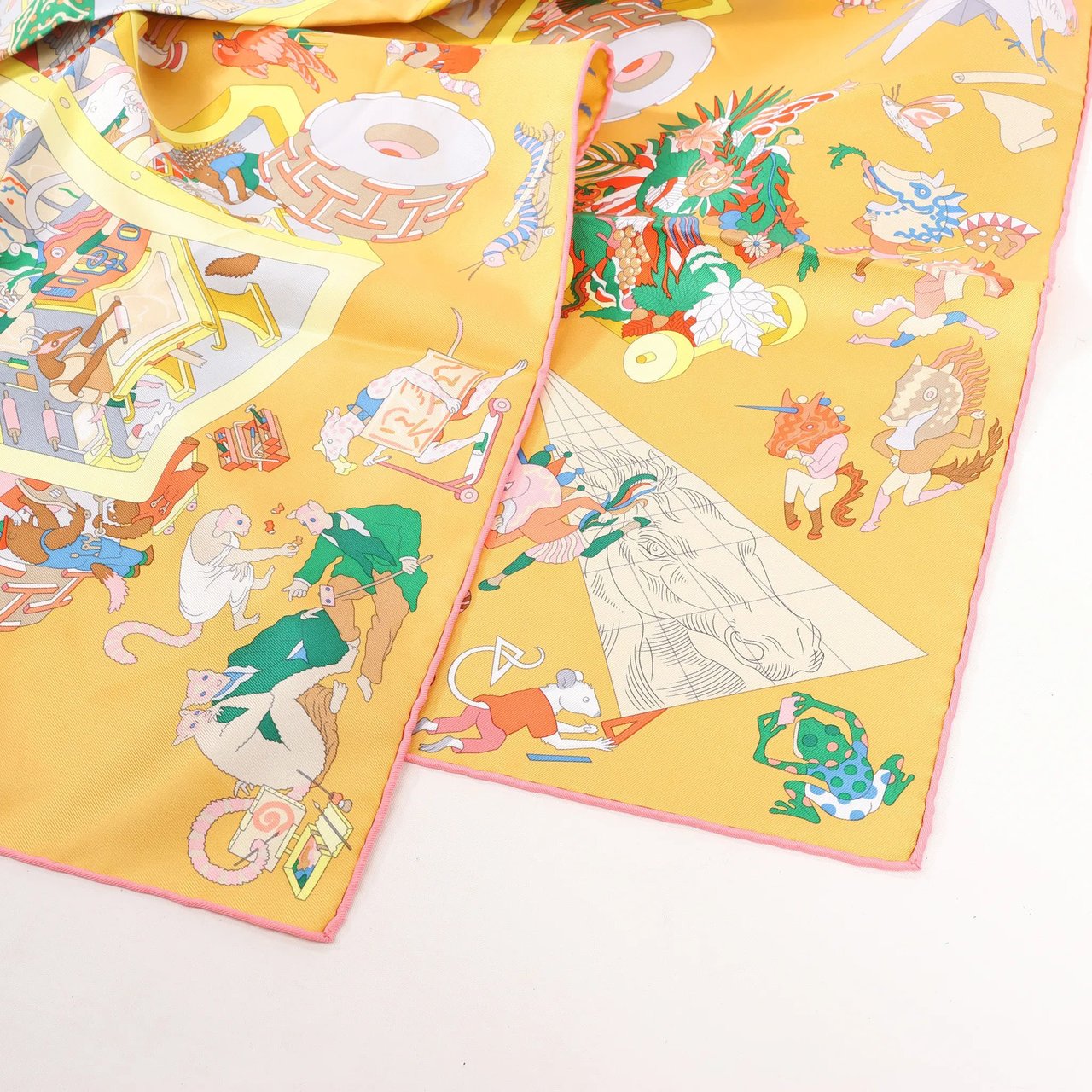 Hermès Hermès Carré 90 "Academia Ipica" Silk handkerchief in Orange Divers