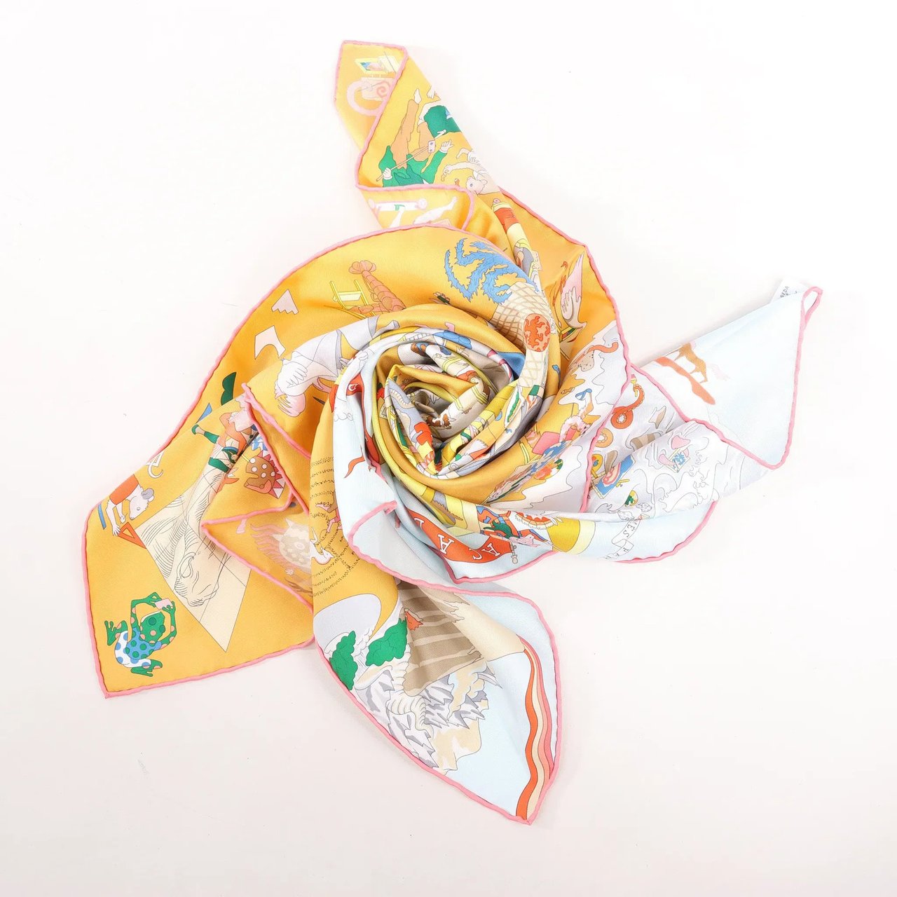 Hermès Hermès Carré 90 "Academia Ipica" Silk handkerchief in Orange Divers