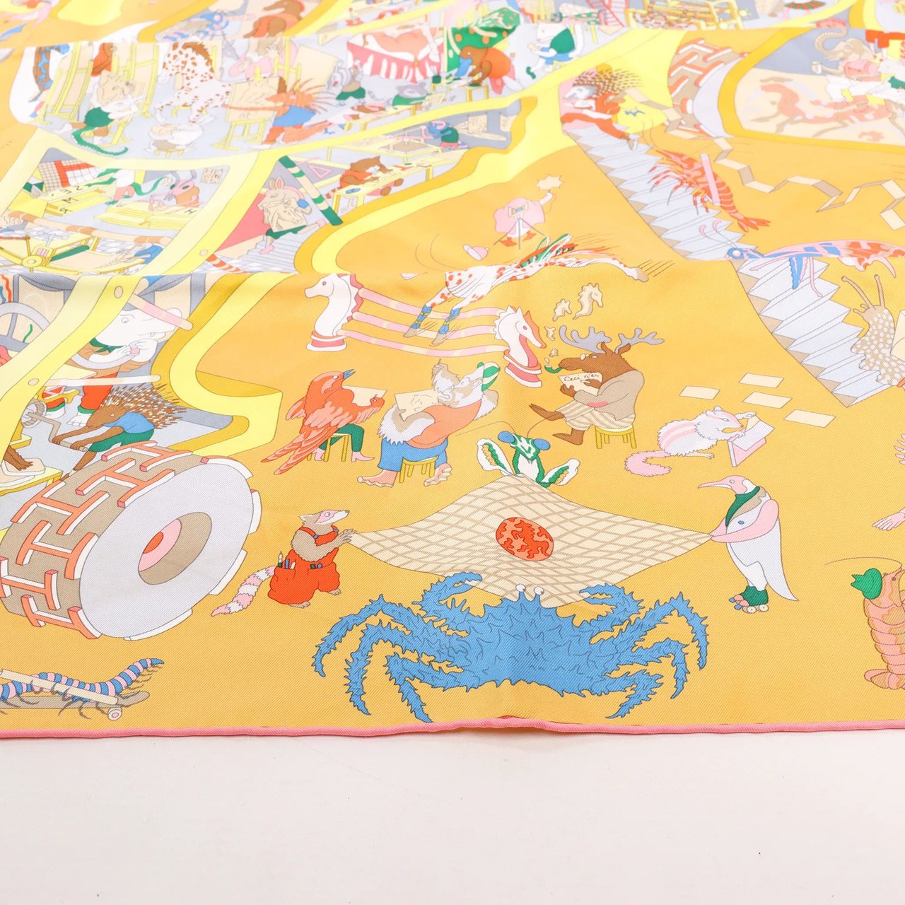 Hermès Hermès Carré 90 "Academia Ipica" Silk handkerchief in Orange Divers