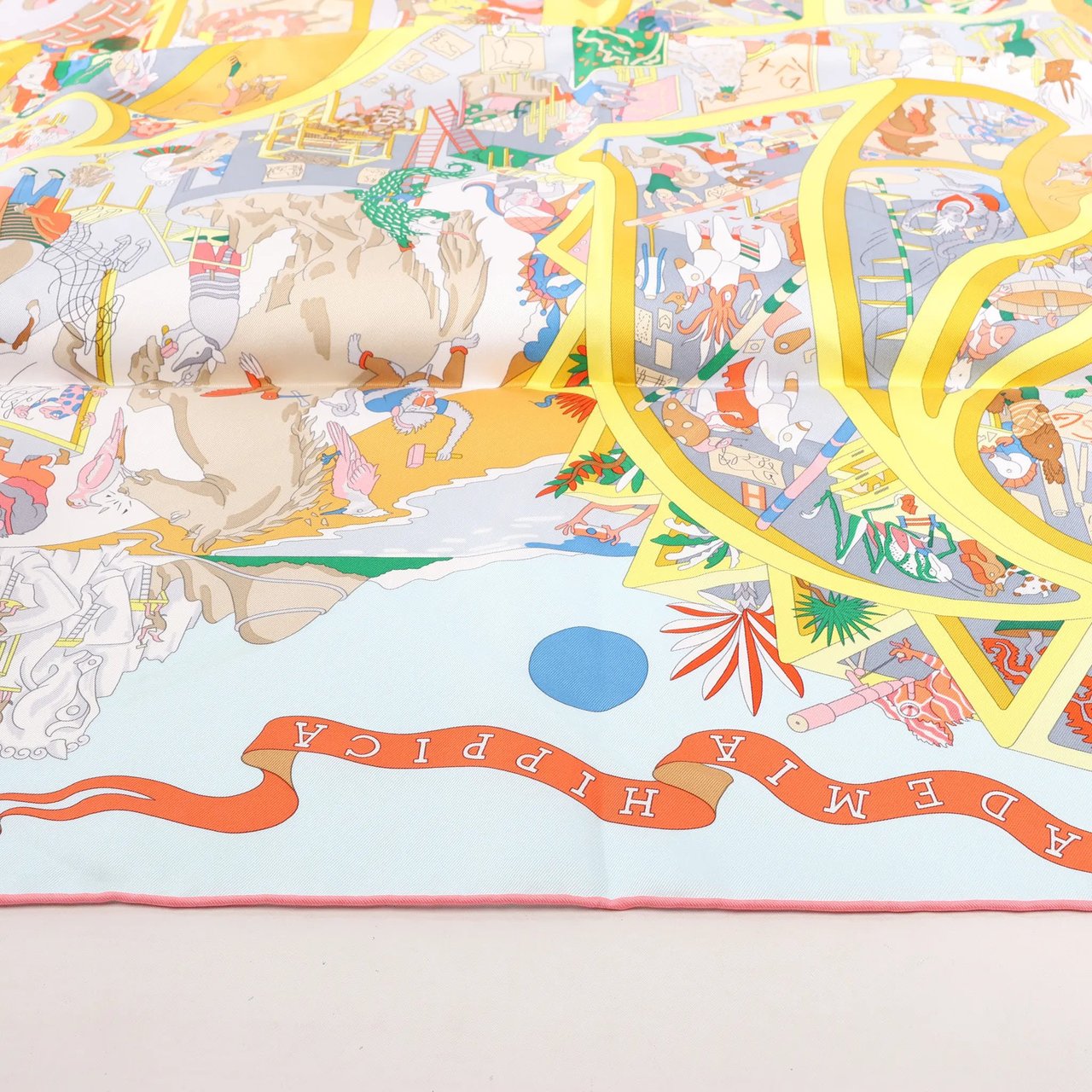 Hermès Hermès Carré 90 "Academia Ipica" Silk handkerchief in Orange Divers