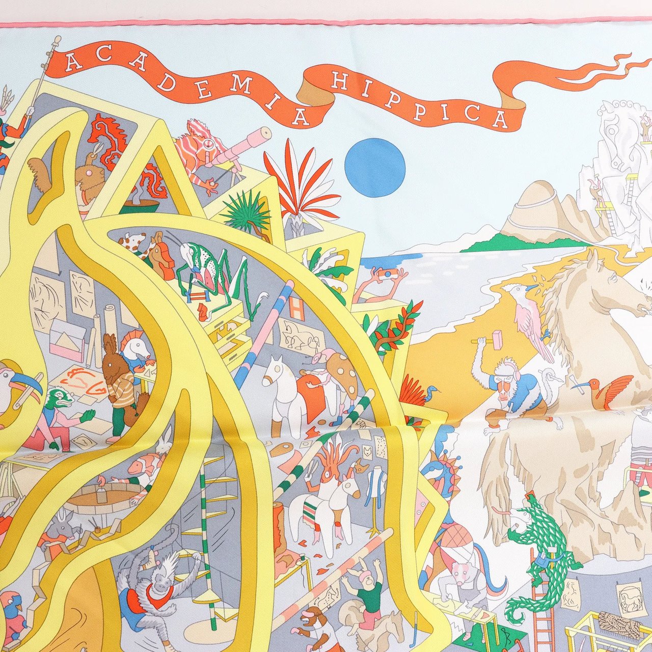 Hermès Hermès Carré 90 "Academia Ipica" Silk handkerchief in Orange Divers