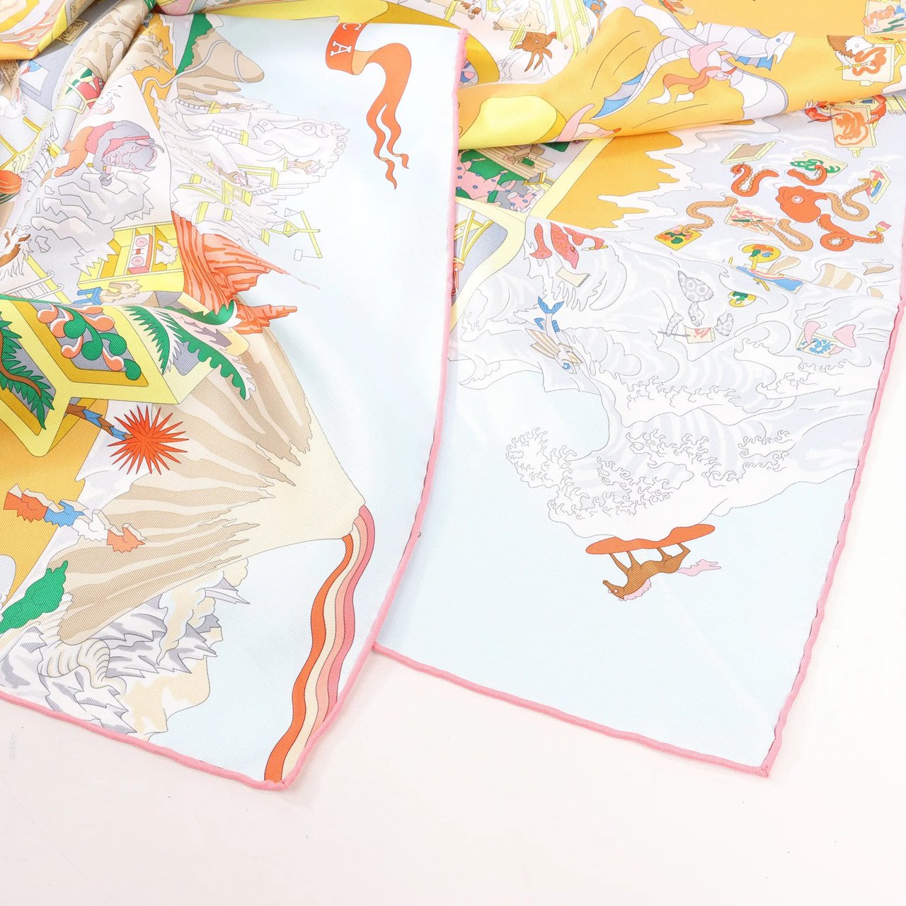 Hermès Hermès Carré 90 "Academia Ipica" Silk handkerchief in Orange Divers