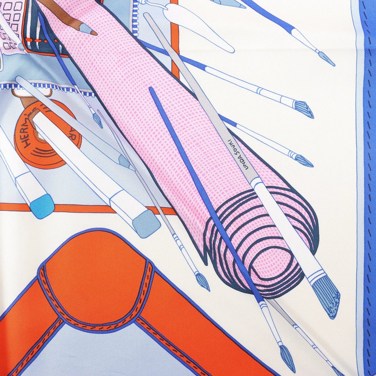 Hermès Hermès Carré 90 "BAGAGE A MAIN" Silk handkerchief in Blue Divers