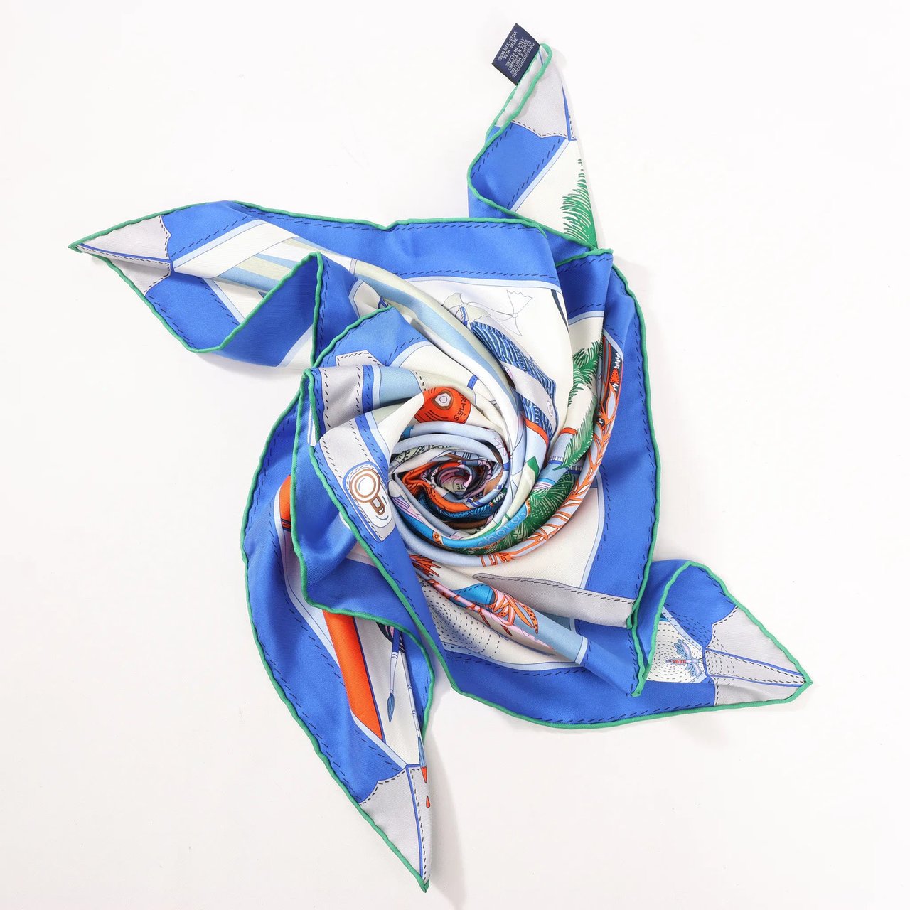 Hermès Hermès Carré 90 "BAGAGE A MAIN" Silk handkerchief in Blue Divers