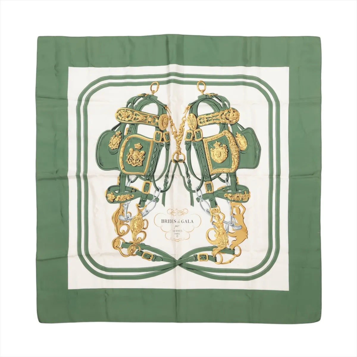 Hermès Hermès Carré 90 "BRIDES de GALA" Silk handkerchief in Green Divers