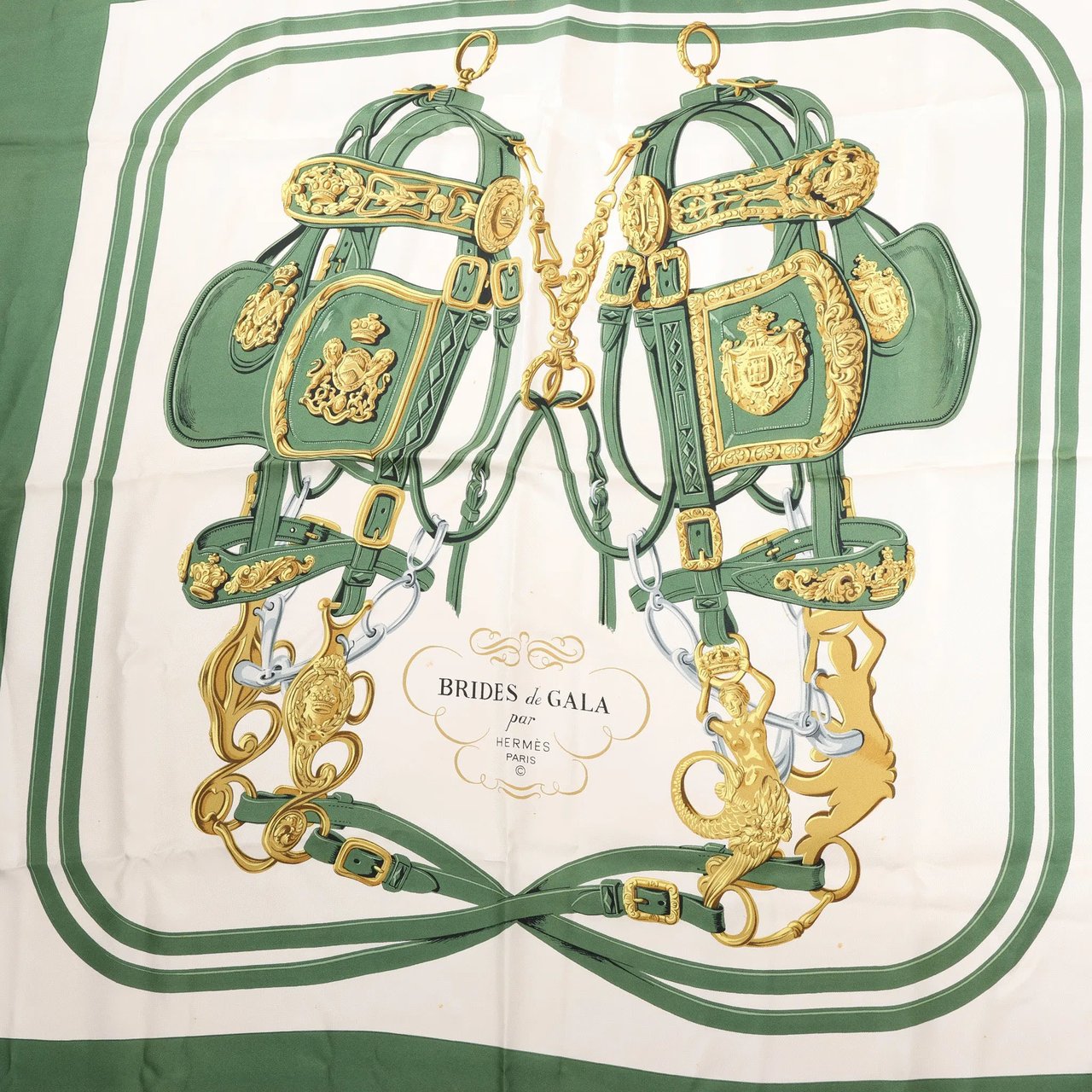 Hermès Hermès Carré 90 "BRIDES de GALA" Silk handkerchief in Green Divers