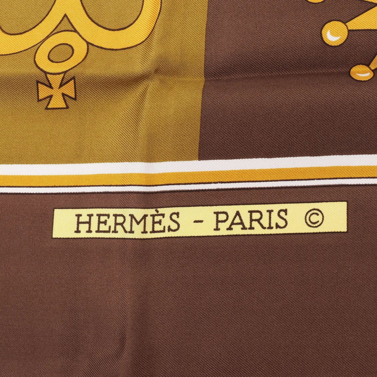 Hermès Hermès Carré 90 "ÉCHIQUIER" Silk handkerchief in Brown Divers