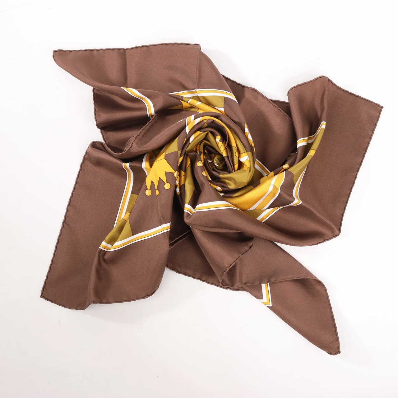 Hermès Hermès Carré 90 "ÉCHIQUIER" Silk handkerchief in Brown Divers