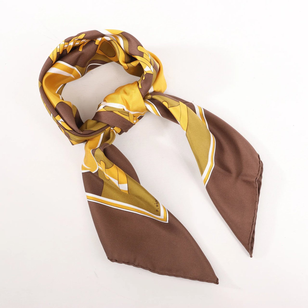 Hermès Hermès Carré 90 "ÉCHIQUIER" Silk handkerchief in Brown Divers