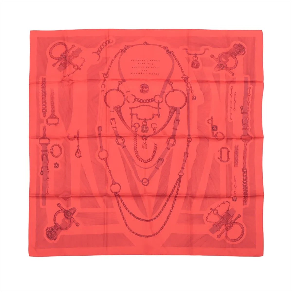 Hermès Hermès Carré 90 "ETVDE POVR VNE PARVRE DE GALA" Silk handkerchief in Red Rood