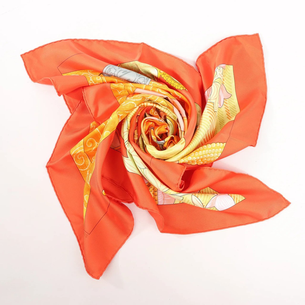 Hermès Hermès Carré 90 "TIBET" Silk handkerchief in Orange Oranje