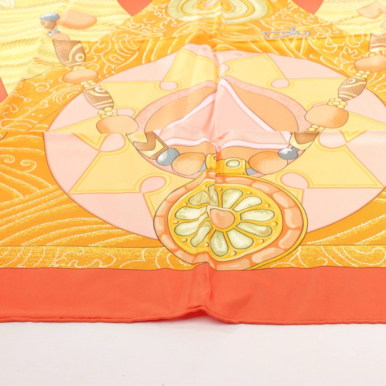 Hermès Hermès Carré 90 "TIBET" Silk handkerchief in Orange Oranje