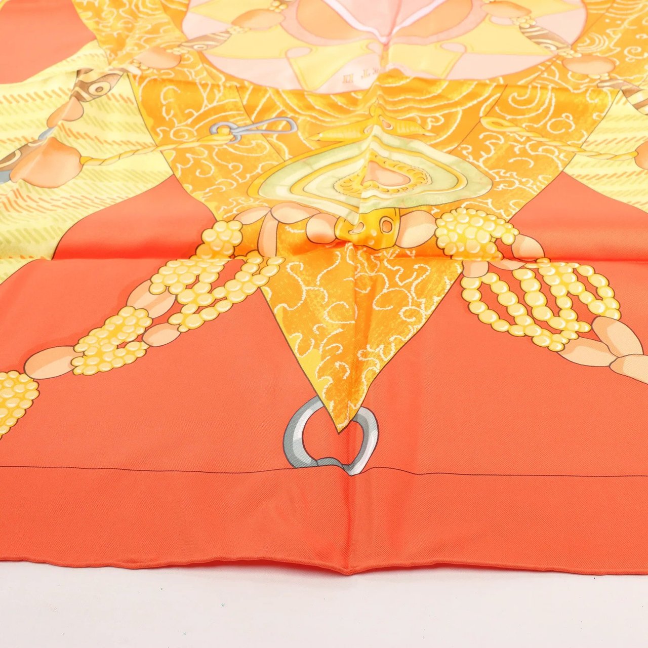 Hermès Hermès Carré 90 "TIBET" Silk handkerchief in Orange Oranje