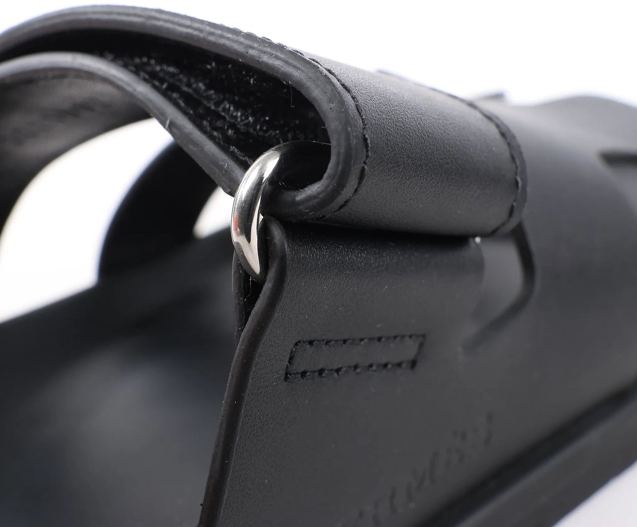 Hermès HERMES Cypre Leather Sandals in Black, Size 38.5 EU Zwart