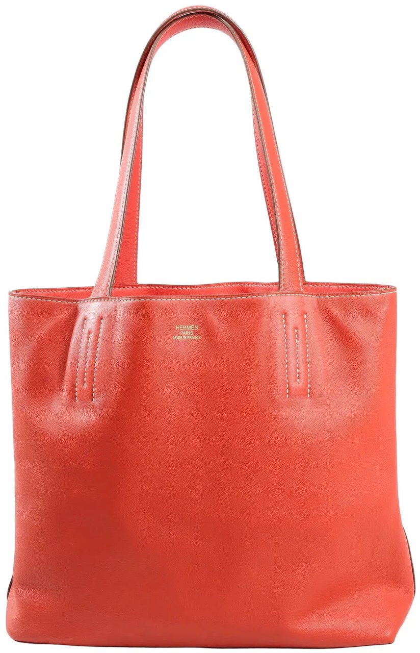 Hermès HERMES Double Sense 28  Veau Swift Shoulder Bag in Sanguine x Rose Jaipur □R: 2014 Rood