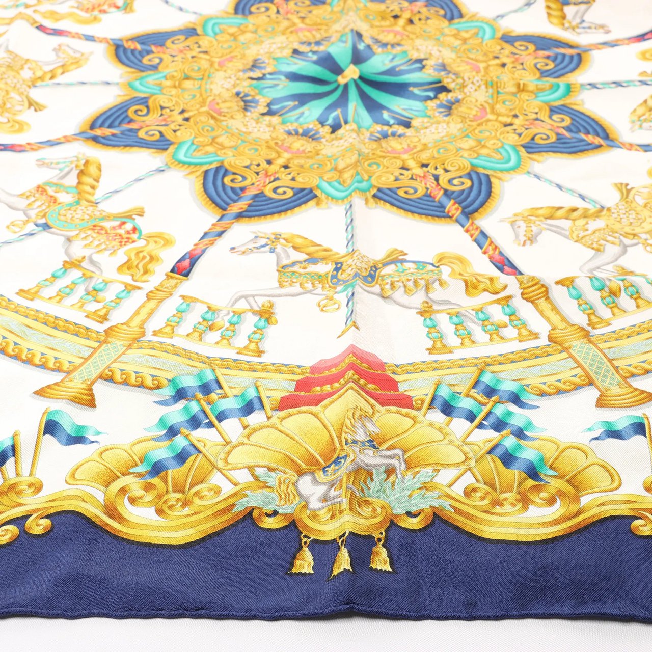 Hermès Hermès Carré 90 "LUNAPARK" Silk handkerchief in Navy Blue Divers