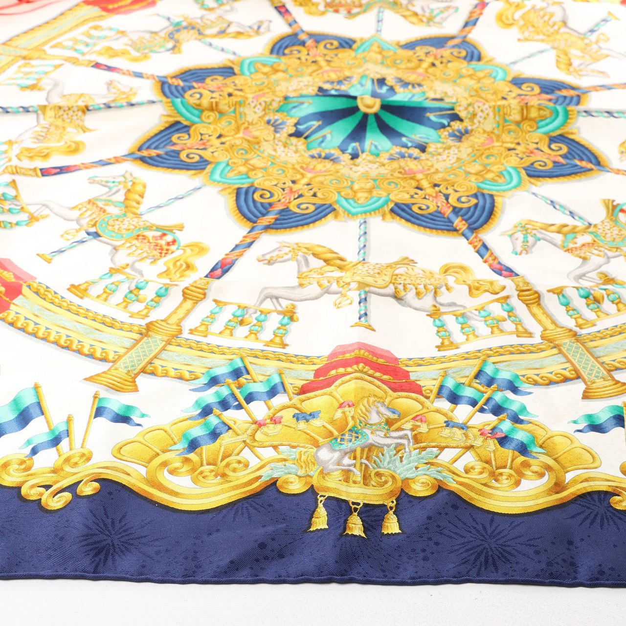 Hermès Hermès Carré 90 "LUNAPARK" Silk handkerchief in Navy Blue Divers