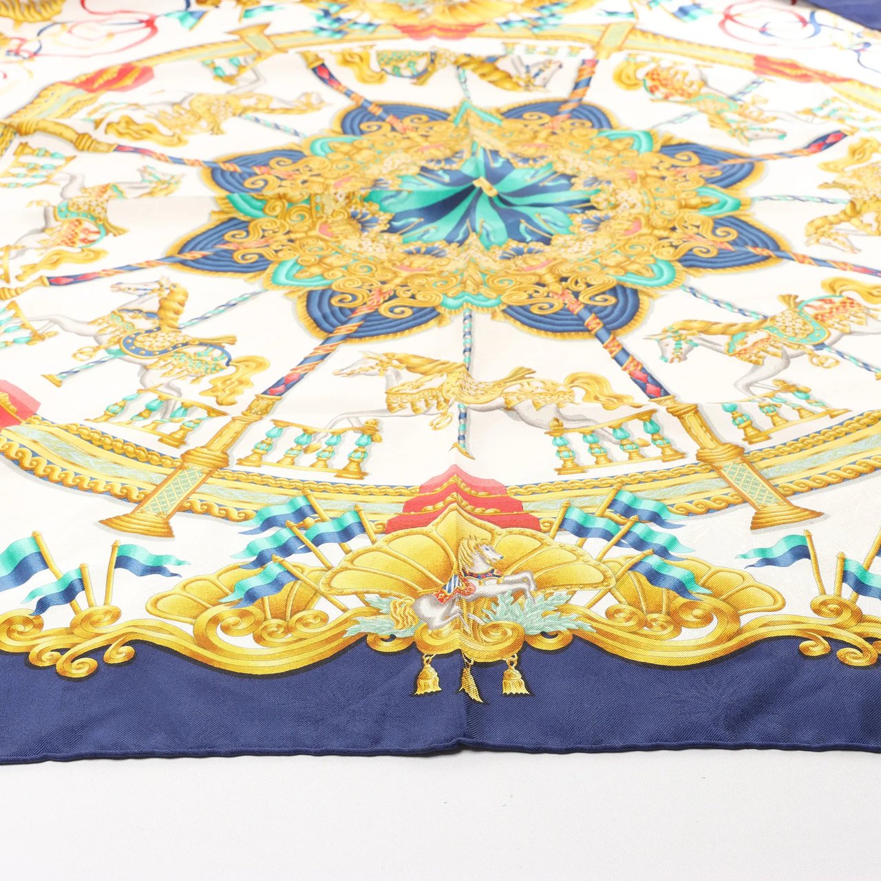 Hermès Hermès Carré 90 "LUNAPARK" Silk handkerchief in Navy Blue Divers