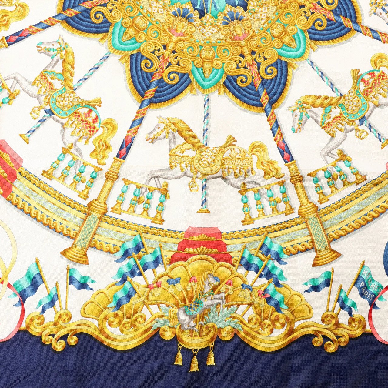 Hermès Hermès Carré 90 "LUNAPARK" Silk handkerchief in Navy Blue Divers