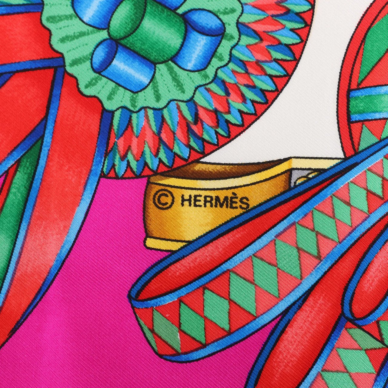 Hermès Hermès Carré 90 "LES RUBANS DU CHEVAL" Silk handkerchief in Pink Divers