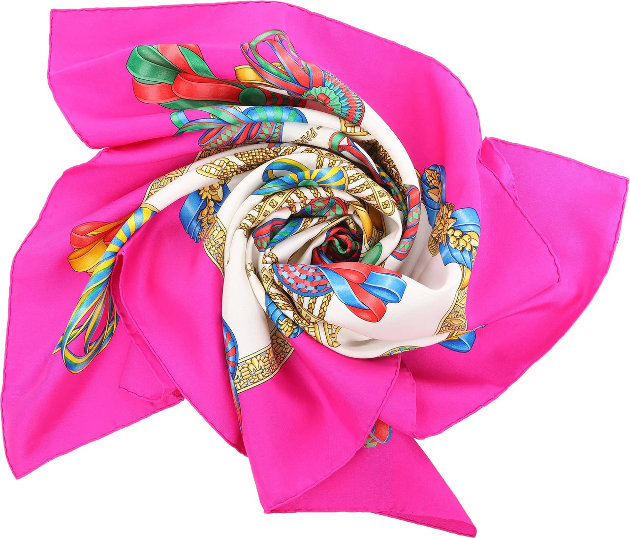 Hermès Hermès Carré 90 "LES RUBANS DU CHEVAL" Silk handkerchief in Pink Divers