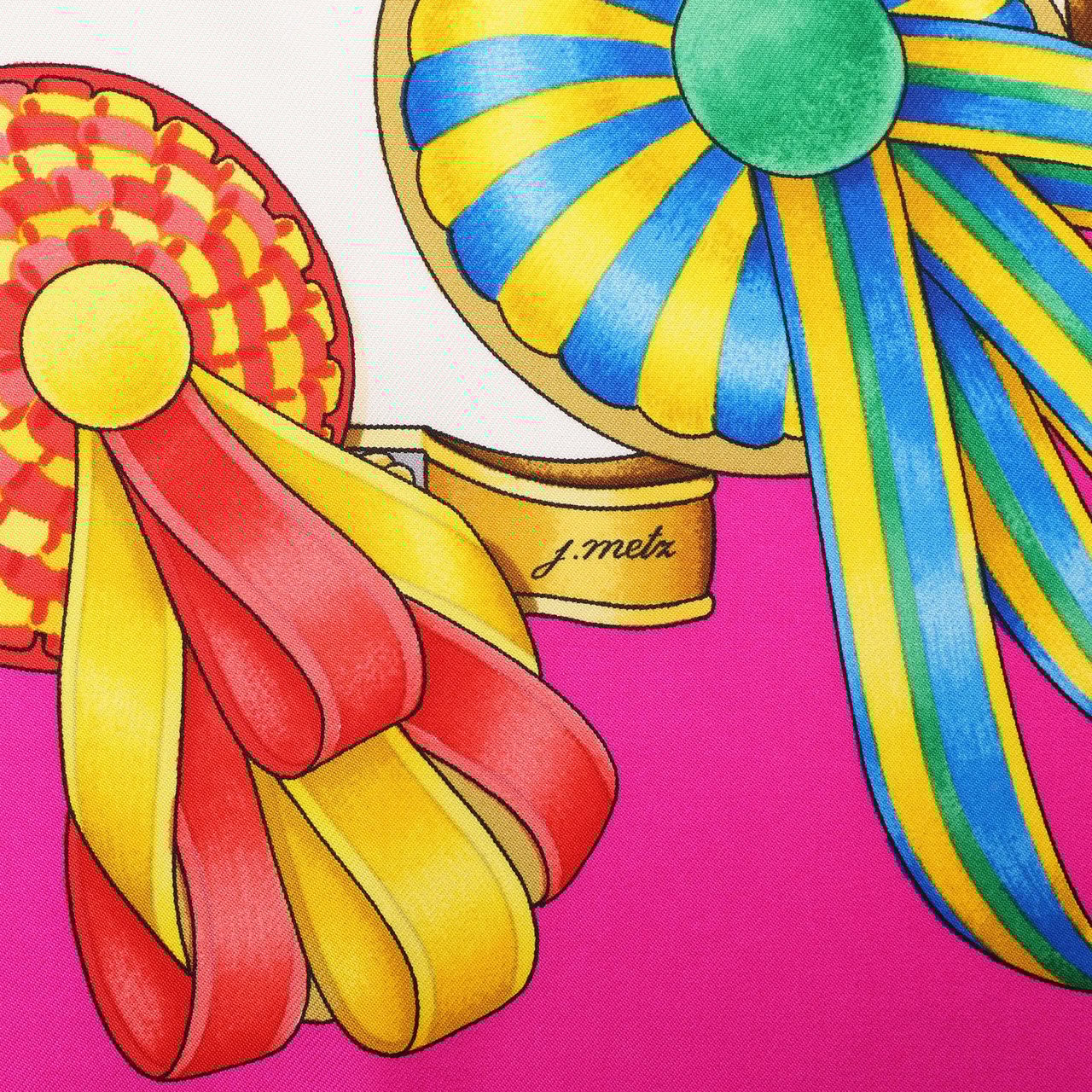 Hermès Hermès Carré 90 "LES RUBANS DU CHEVAL" Silk handkerchief in Pink Divers