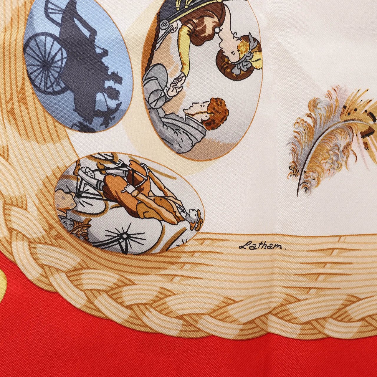 Hermès Hermès Carré 90 "Couvee d'Hermes" Silk handkerchief in Red Divers