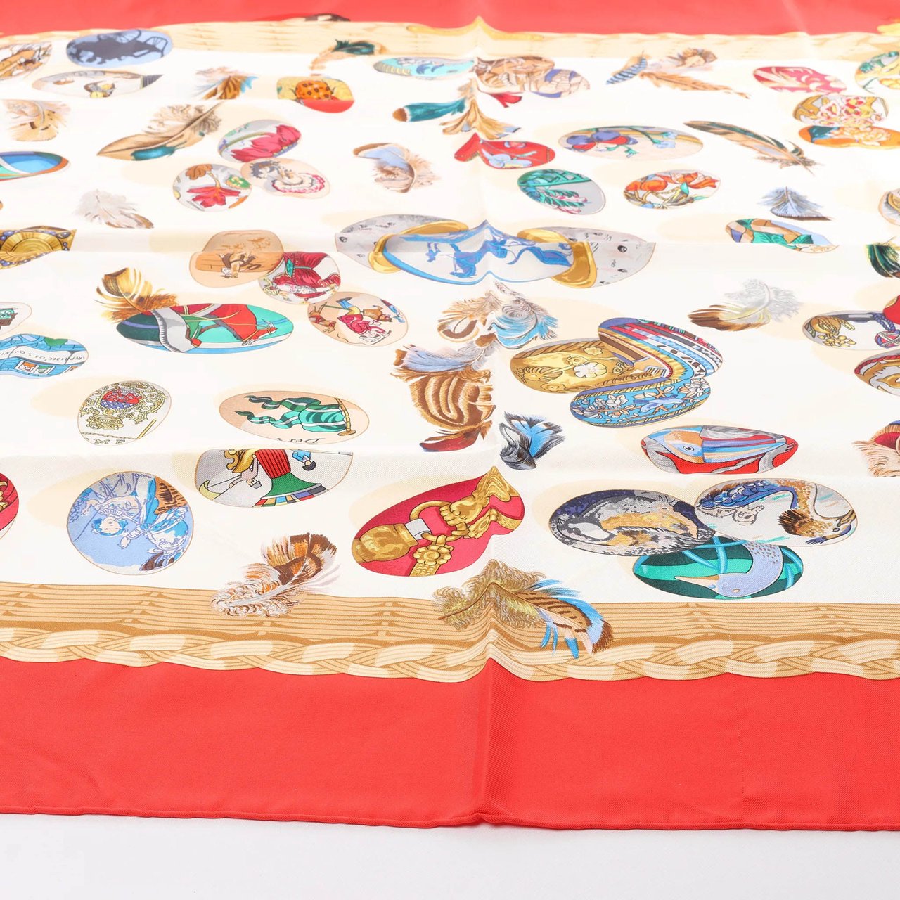 Hermès Hermès Carré 90 "Couvee d'Hermes" Silk handkerchief in Red Divers