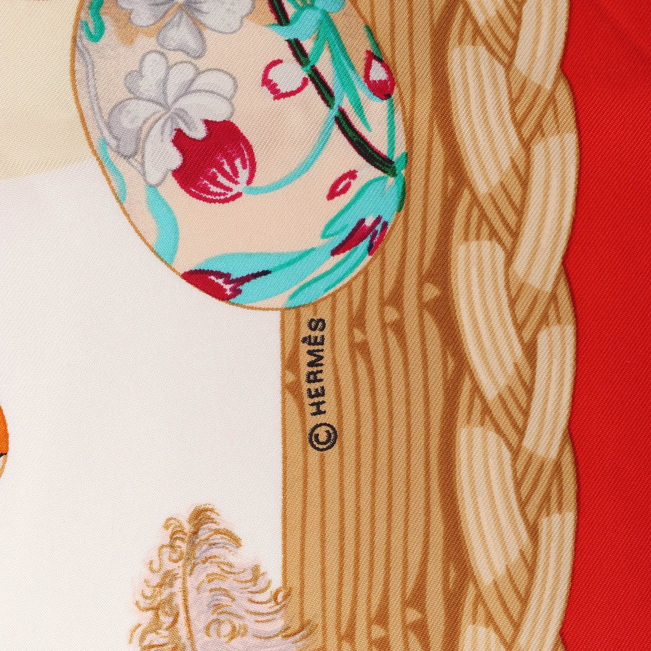 Hermès Hermès Carré 90 "Couvee d'Hermes" Silk handkerchief in Red Divers