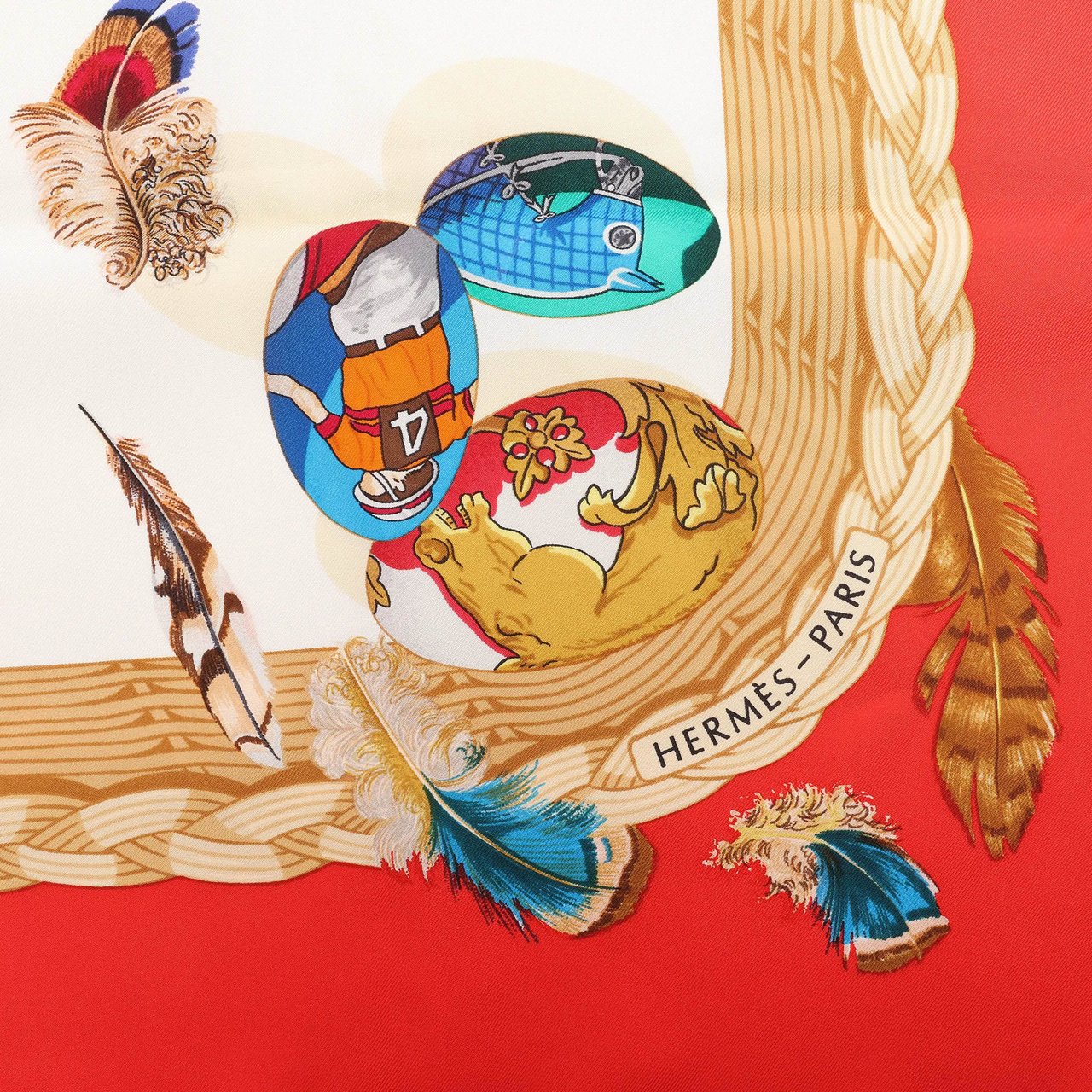 Hermès Hermès Carré 90 "Couvee d'Hermes" Silk handkerchief in Red Divers