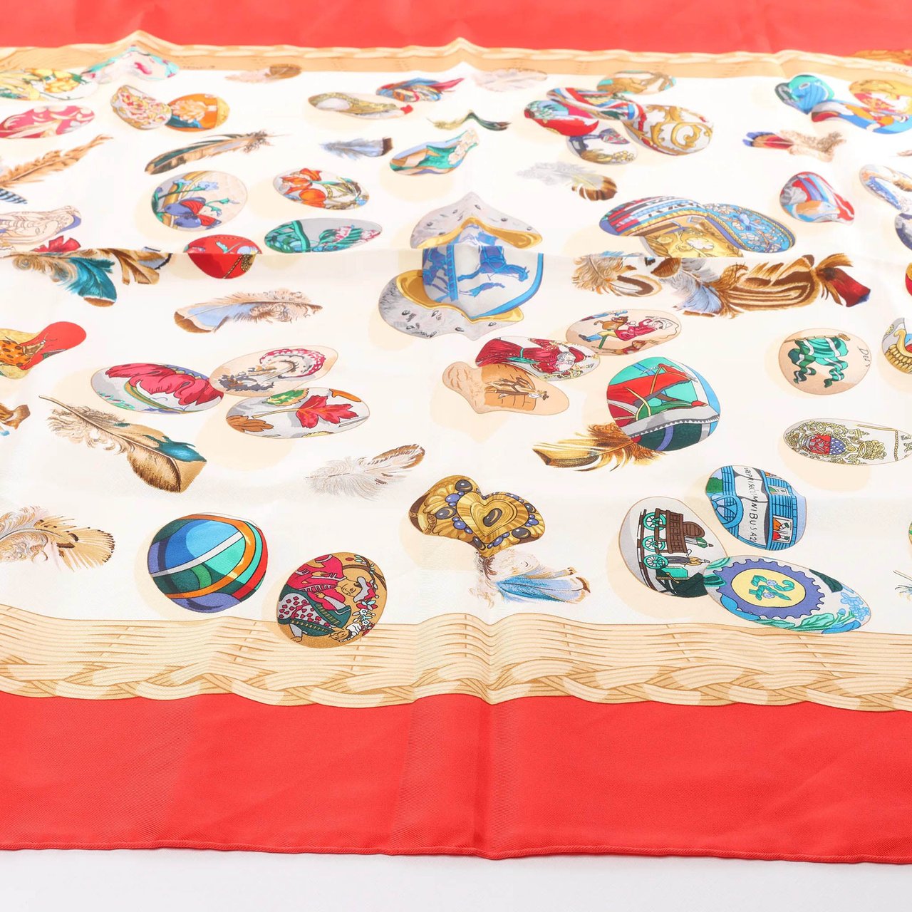 Hermès Hermès Carré 90 "Couvee d'Hermes" Silk handkerchief in Red Divers