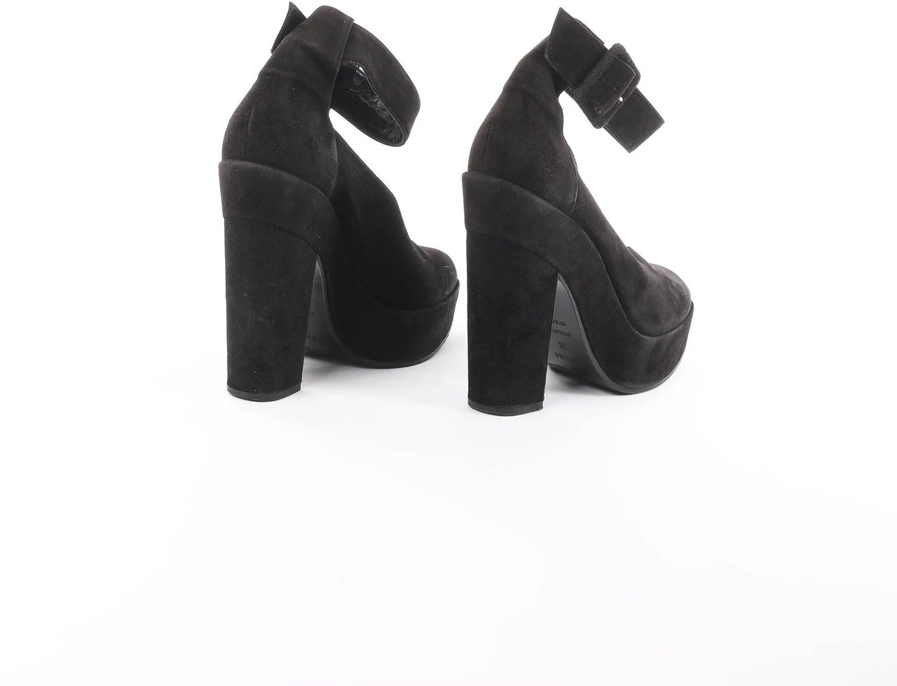 Hermès HERMES Leather & Suede Strap Heels in Black, Size 38 EU Zwart