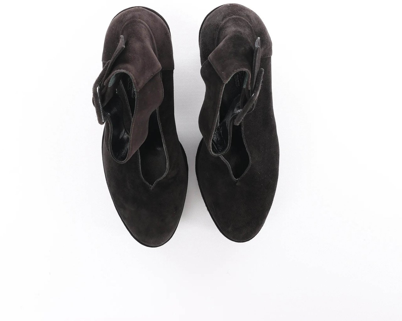 Hermès HERMES Leather & Suede Strap Heels in Black, Size 38 EU Zwart
