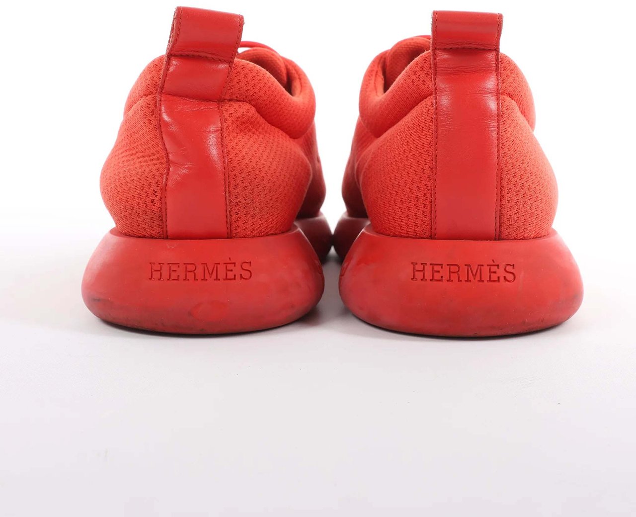 Hermès Hermès Teams Leather x Mesh Fabric Sneakers in Red, Size 42 EU Bruin
