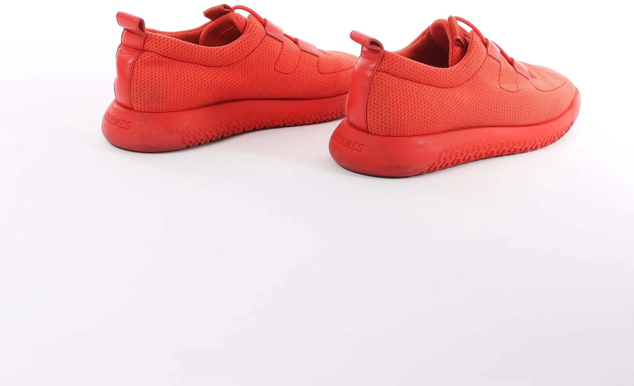 Hermès Hermès Teams Leather x Mesh Fabric Sneakers in Red, Size 42 EU Bruin