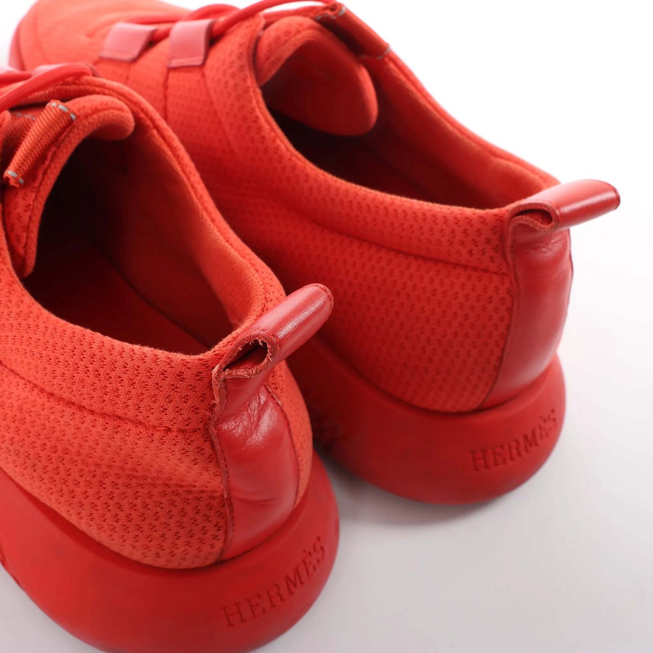 Hermès Hermès Teams Leather x Mesh Fabric Sneakers in Red, Size 42 EU Bruin