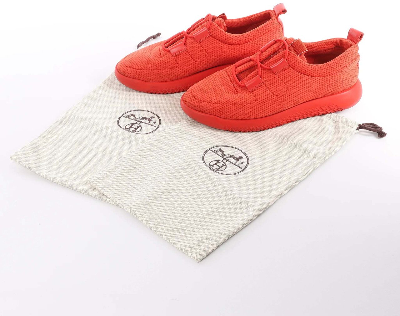 Hermès Hermès Teams Leather x Mesh Fabric Sneakers in Red, Size 42 EU Bruin