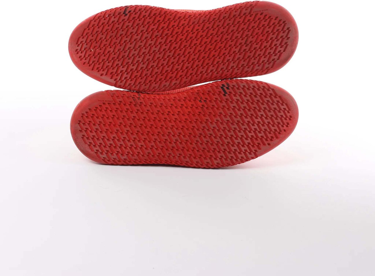 Hermès Hermès Teams Leather x Mesh Fabric Sneakers in Red, Size 42 EU Bruin