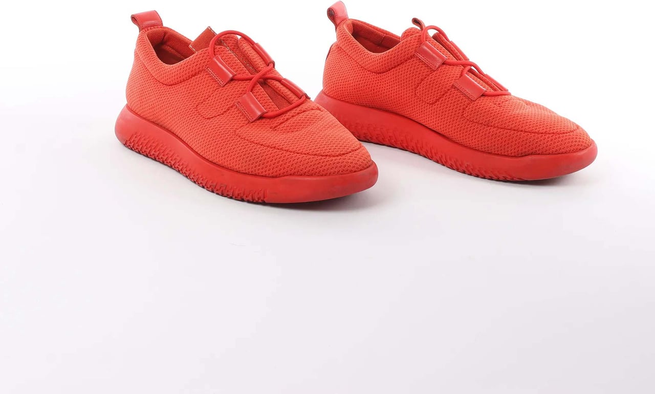 Hermès Hermès Teams Leather x Mesh Fabric Sneakers in Red, Size 42 EU Bruin
