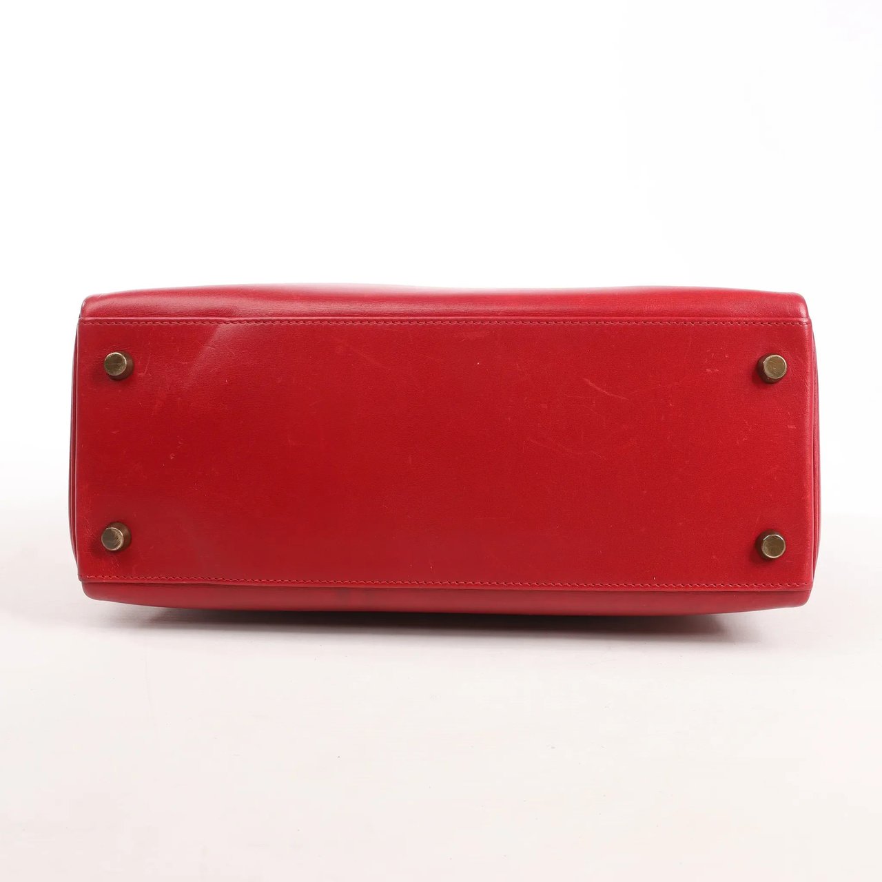 Hermès HERMÈS Kelly 28 Le Tournay Box Leather 2Way Handbag in Rouge ○U:1991 Rood