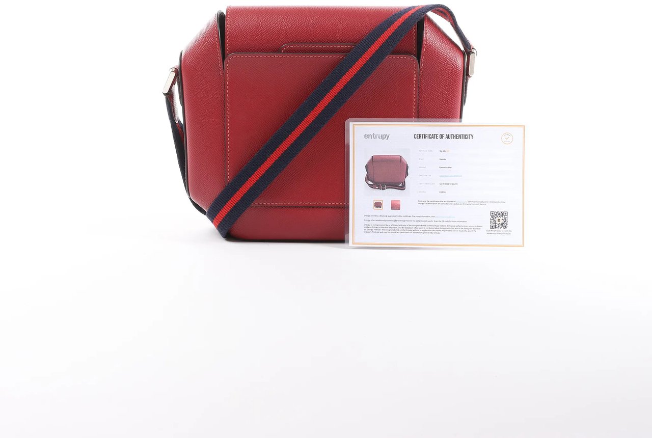 Hermès HERMES Octagon Veau Epsom Crossbody Bag in Rouge Grenat X: 2016 Rood