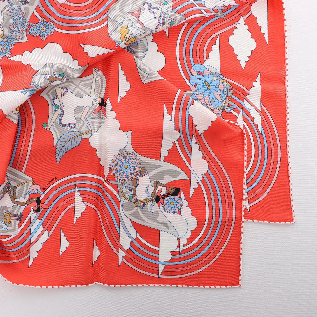 Hermès Hermès Carré 70 "CARRES VOLANTS" Silk handkerchief in Red Divers