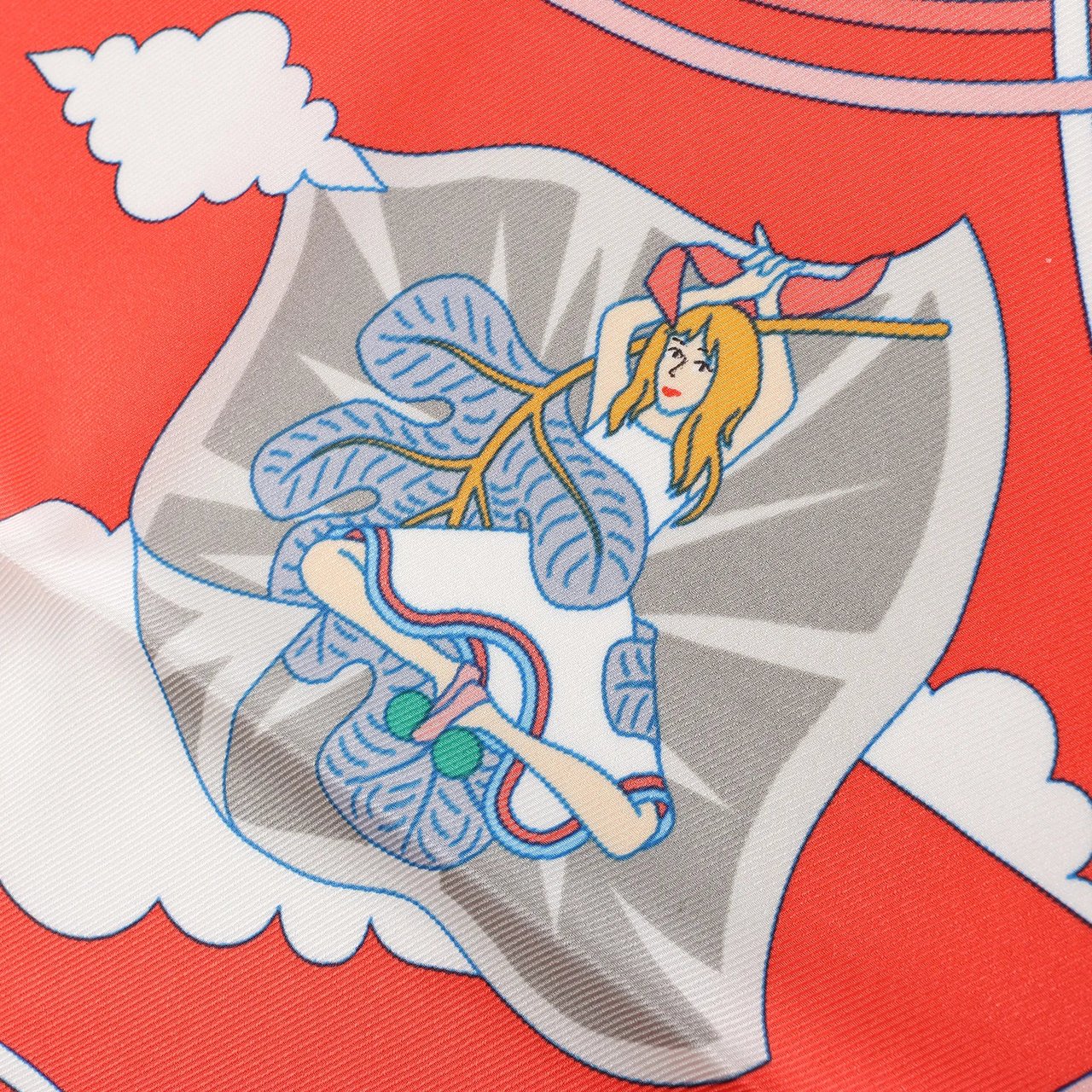 Hermès Hermès Carré 70 "CARRES VOLANTS" Silk handkerchief in Red Divers
