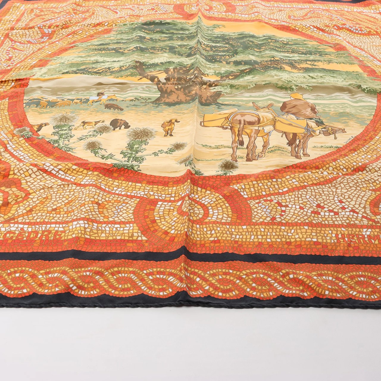Hermès Hermès Carré 90 "SOUS LE CEDRE" Silk handkerchief in Brown Divers
