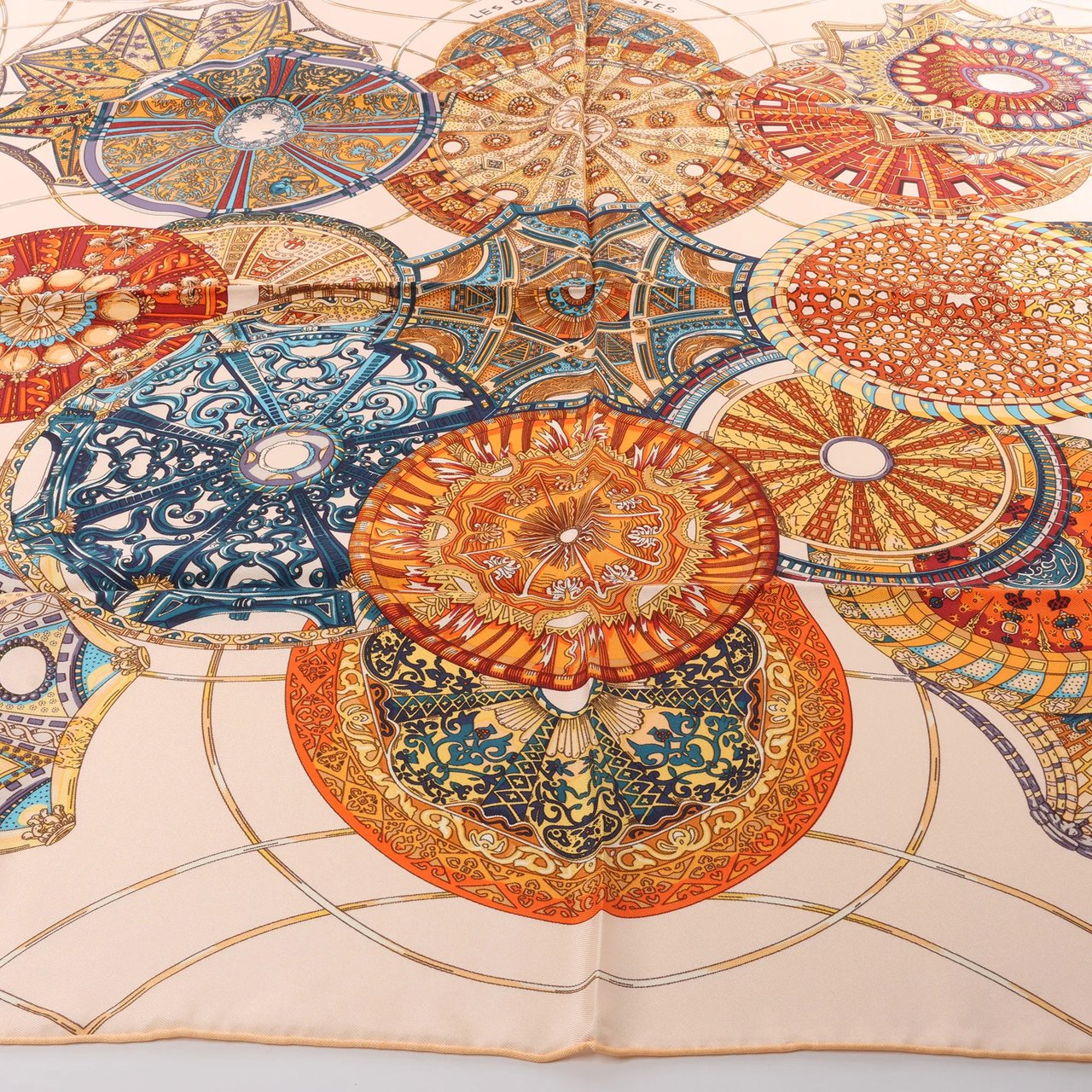 Hermès Hermès Carré 90 "LES DOMES CELESTES" Silk handkerchief in Brown Divers